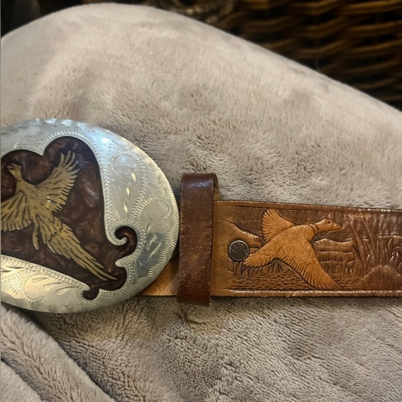 Rare vintage handcrafted belt buckle and belt made in the U.S.A - Picture 5 of 8